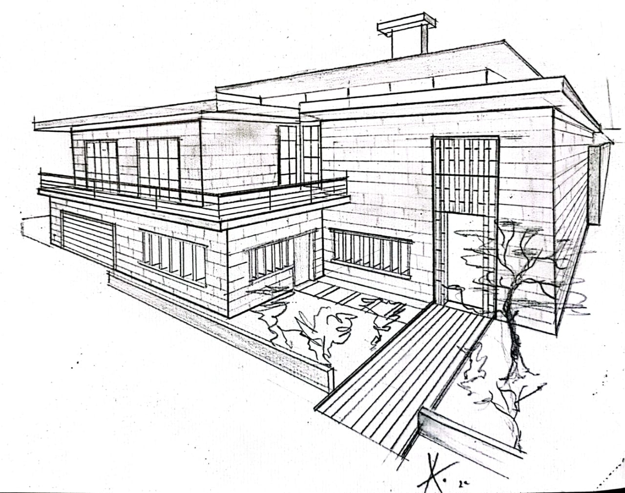 Architectural perspective sketch