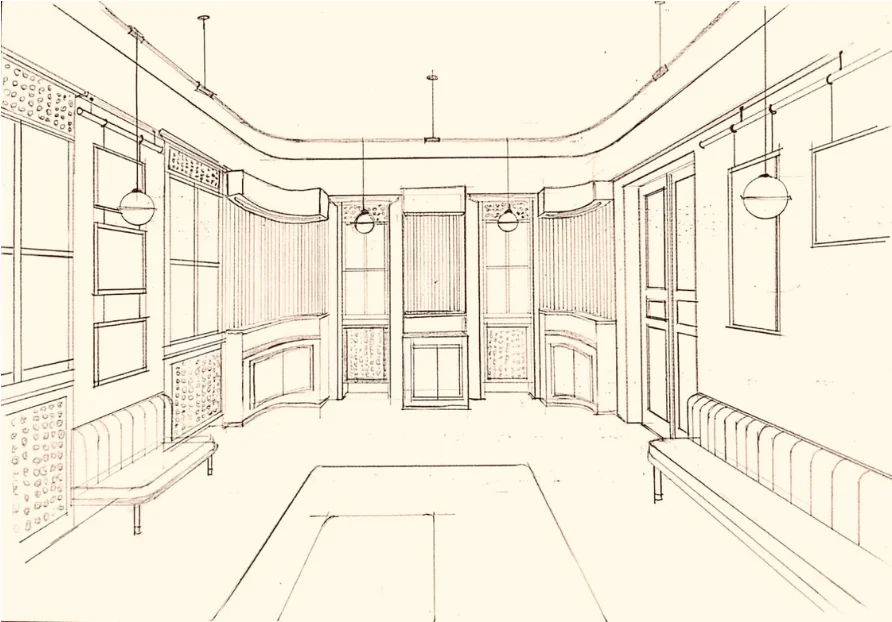 Interior architectural sketch