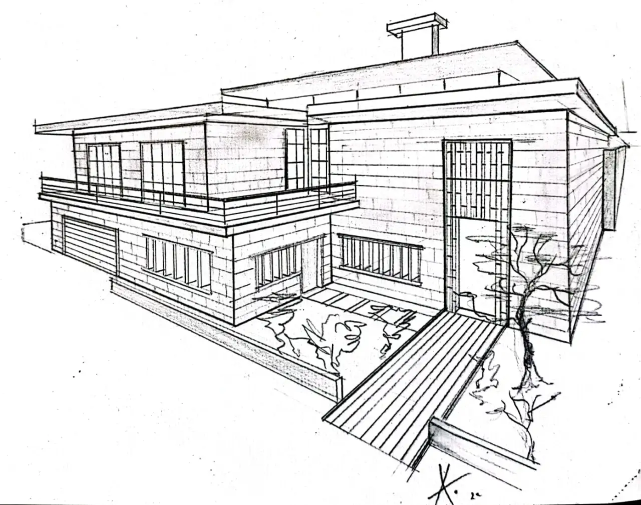 Architectural perspective sketch